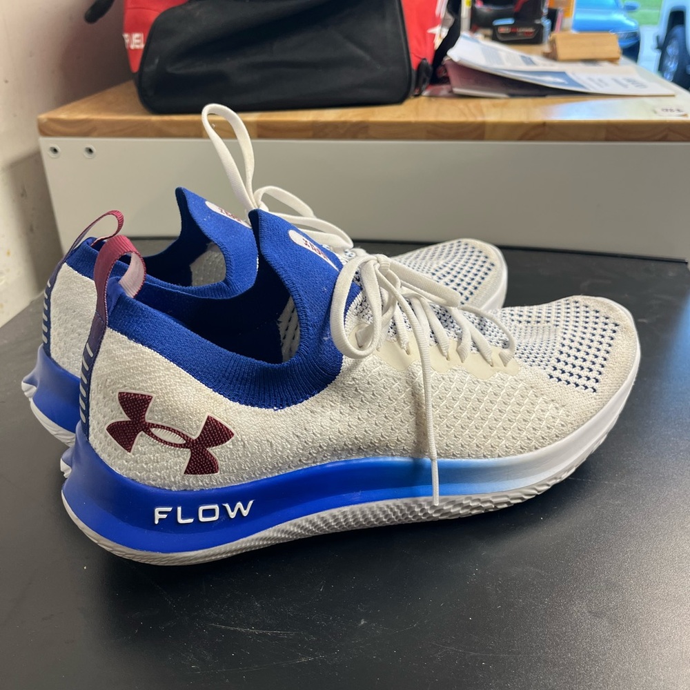 Under Armour White and Blue Running Shoes